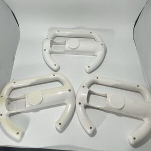 Lot of 3 Wii Wheel Mario Kart Steering Attachment White Racing Game Accessory